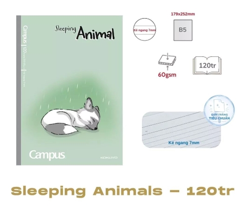 Vở Kẻ Ngang Campus Sleeping Animal NB-B5L120SA-G 2159 120Tr