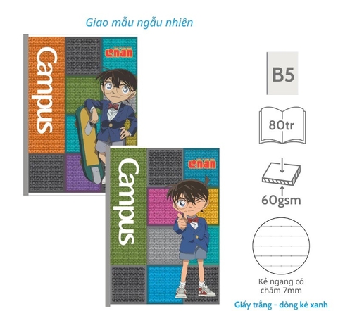 Vở Kẻ Ngang Campus B5 CONAN 0889 80Tr