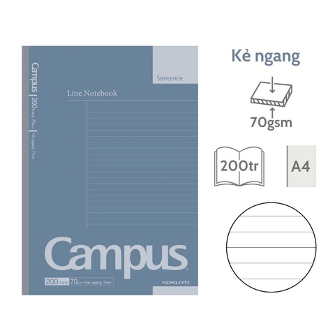 Vở Kẻ Ngang Campus A4 BASIC 0520 Có Chấm 200Tr