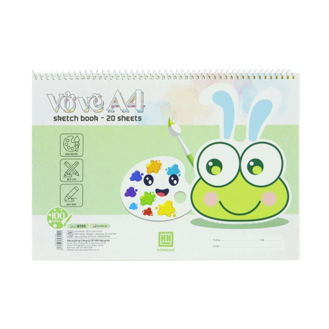Vở Vẽ Lò Xo A4 Hồng Hà Ếch Cốm 8155 (20 Tờ)