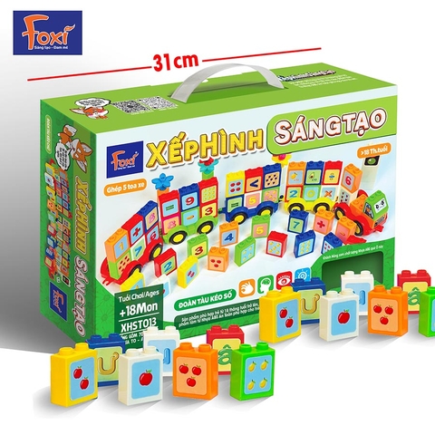 Đồ Chơi Xếp Hình Sáng Tạo Foxi 013 - Đoàn Tàu Kéo Số