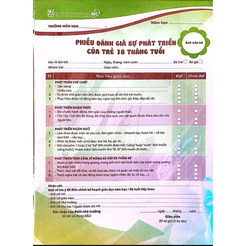 Phiếu Đánh Giá Sự Phát Triển Của Trẻ 18 Tháng Tuổi