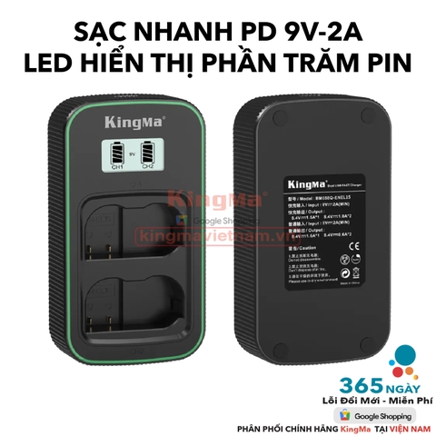 Bộ Sạc Đôi KingMa EN-EL15.EN-EL15A.EN-EL15B.EN-EL15C Thế Hệ 5 Phiên Bản Sạc Nhanh Gấp 1.8 Lần . For