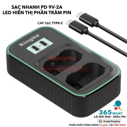 Bộ Sạc Đôi KingMa EN-EL15.EN-EL15A.EN-EL15B.EN-EL15C Thế Hệ 5 Phiên Bản Sạc Nhanh Gấp 1.8 Lần . For