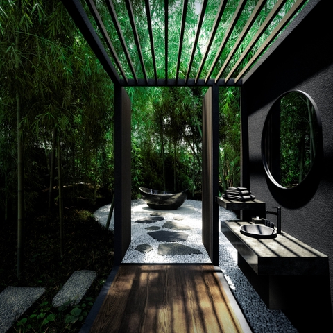 Phối cảnh CG Khách sạn theo phong cách truyền thống Nhật bản