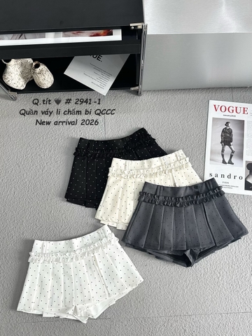 Chân váy ngắn xếp li bèo 2 nút