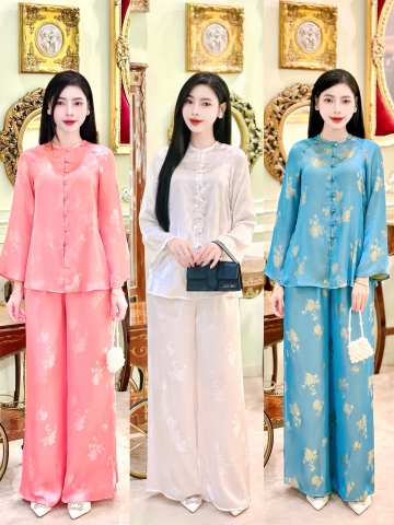 Đồ lam thiên hoa lụa tằm ánh kim