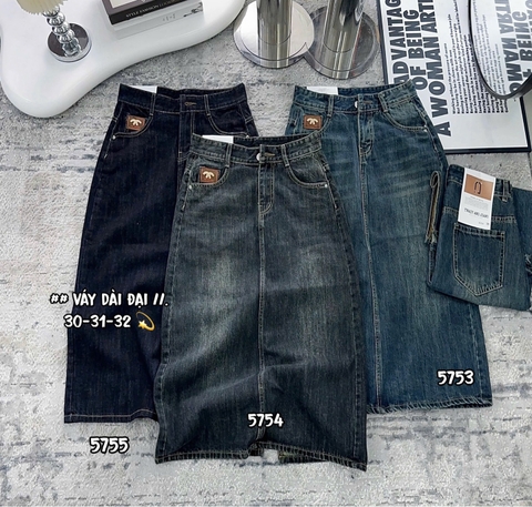 JVD3 váy đại trơn xẻ tà phối mạc túi trước 5753