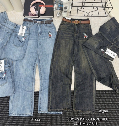 J24 xuông dài catton wash màu dơ   thêu mickey 1380