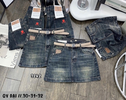 JVN7 quần váy đại túi sau thêu tim phối mạc ĐH 3242