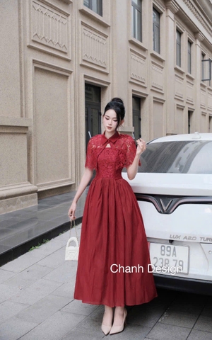 Đầm đi tiệc ren kèm khoác cao cấp