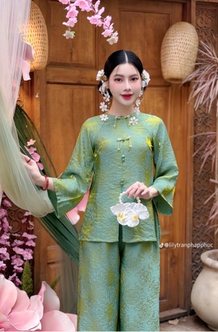Lam ánh tằm cao cấp 2 nút kiểu