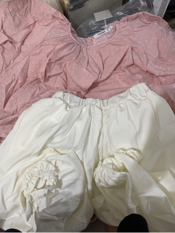 Set áo babydoll chấm bi kèm quần ống rộng bo chân