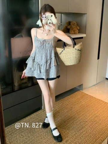 Áo kiểu hoa nhí 2 dây dáng babydoll