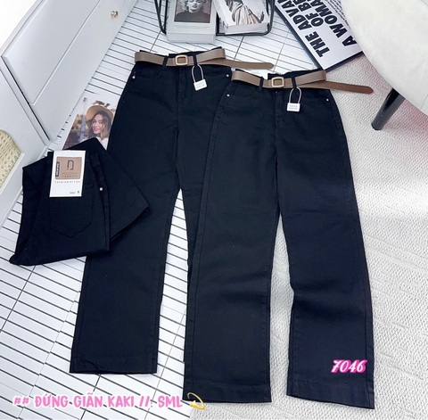 J56 đứng kaki đen trơn lai 7046