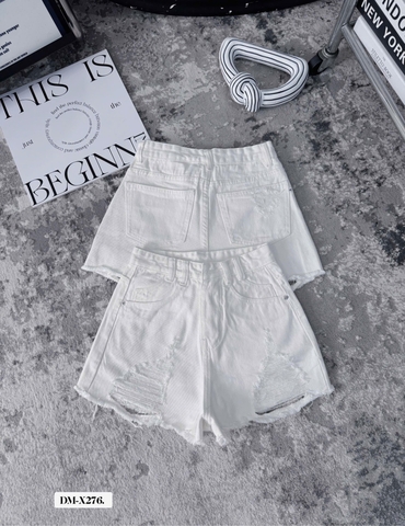 JS3 quần short trắng rách chân