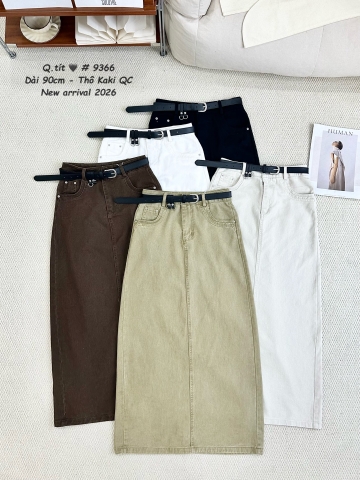 Chân dài kaki 90cm kem dây nịt
