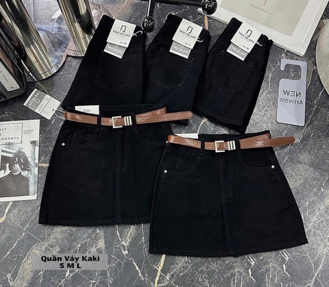 JVN2 quần váy đen trơn lai cuốn 922
