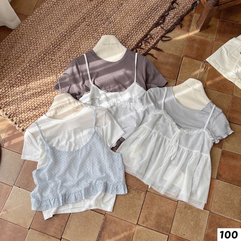 Áo kiểu kèm áo 2 dây khoác ngoài