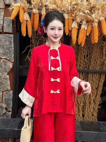 Đồ lam lụa gấm cổ trụ nút nơ kiểu
