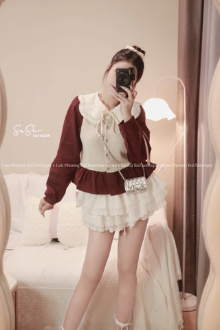 Áo kiểu xoè cổ bèo tay dài