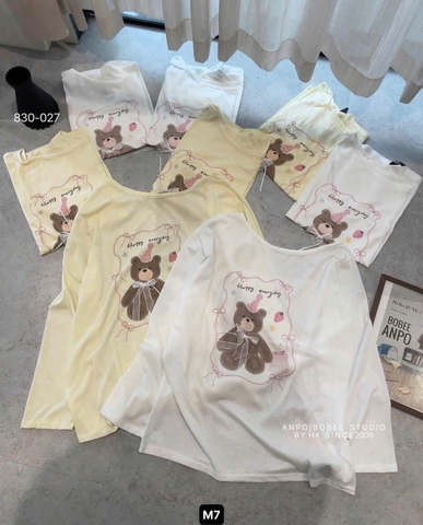 Áo thun giấy lệch vai in giấy Happy everyday