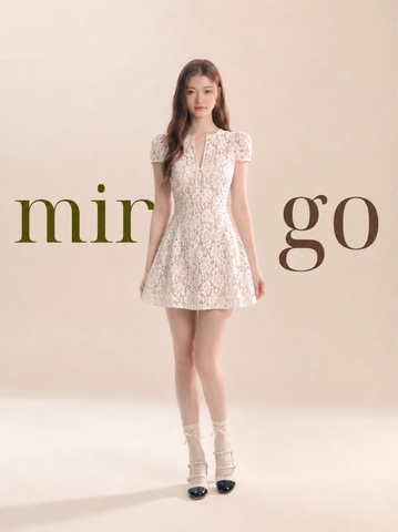 Đầm thiết kế ren cổ V dáng ngắn