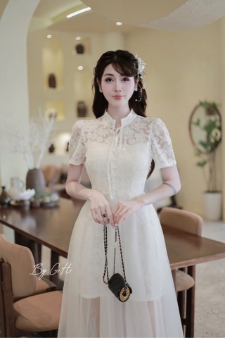 Đàm ren khuy ngọc phối tơ cổ tàu