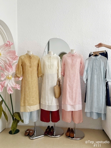 Áo dài tay bồng 4 tà