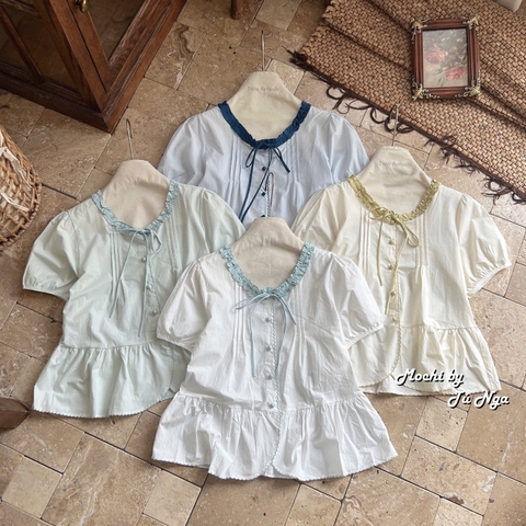 Áo somi kiểu babydoll cổ bèo