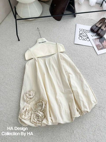 Đầm bí 2 dây hoa dưới lai