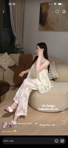 Set áo 2 dây ren quần dài ren