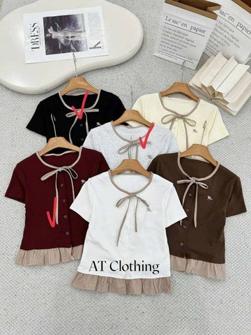 Áo kiểu viền cổ bèo lai