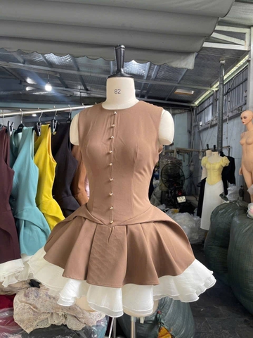 Đầm cổ tròn tùng xòe LS 71690