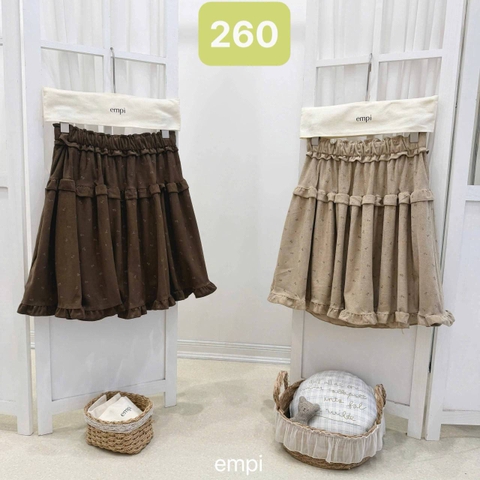 Chân váy hoa nhí bèo tầng ngắn