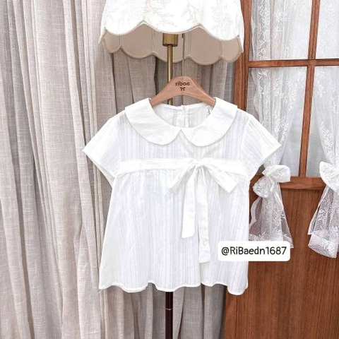 Áo trắng nơ cổ sen