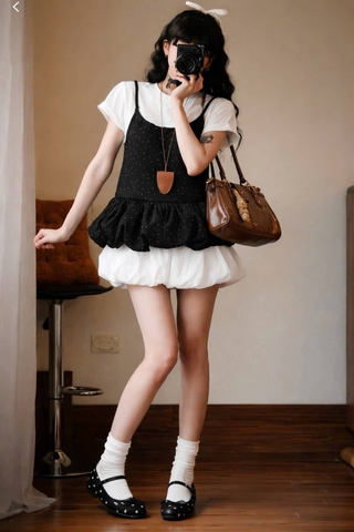 Set áo kiểu babydoll tiểu thư