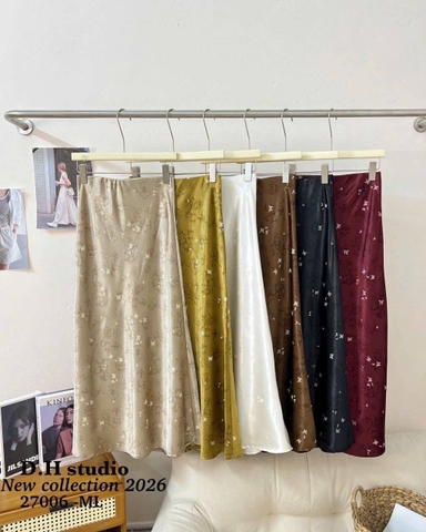 Chân váy lụa bướm nổi