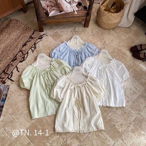 Áo kiểu ren cổ 2 nơ cột
