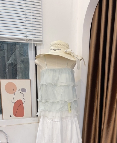 Áo kiểu 2 dây voan tầng