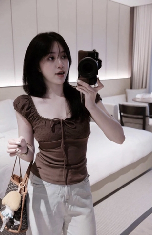 Áo kiểu 2 nút ngực 2 dây