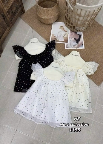 Áo kiểu tay bèo chấm bi