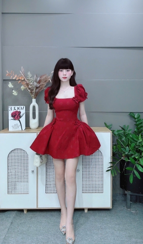 Đầm cổ vuông xoè bigsize LS 26655