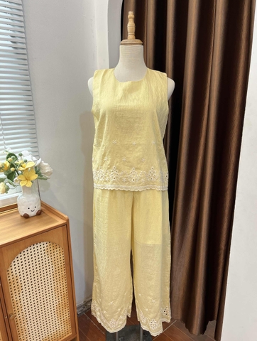 Set áo bao lỗ kèm quần dài ống rộng