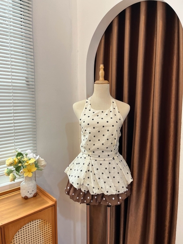 Set áo yếm kèm quần bí chấm bi