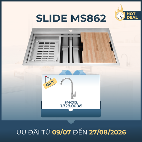 Chậu rửa chén 2 hố kích inox 304 kích thước 86cm