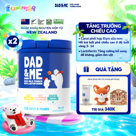 Combo 2 Hộp Sữa bột Dad and Me cho trẻ trên 3 tuổi (800g) - nhập khẩu New Zealand, phát triển toàn diện cho bé