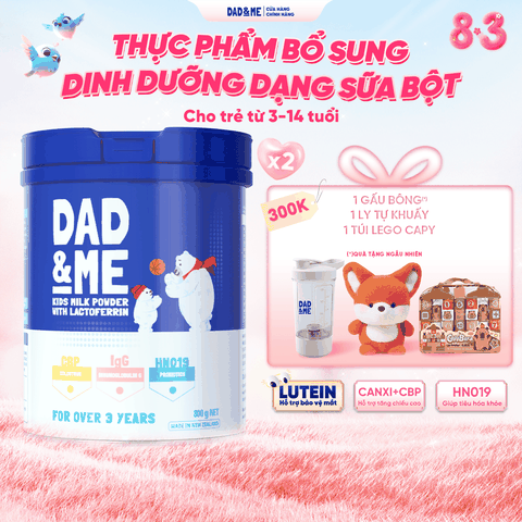 Combo 2 Hộp Sữa bột Dad and Me cho trẻ trên 3 tuổi (800g) - nhập khẩu New Zealand, phát triển toàn diện cho bé