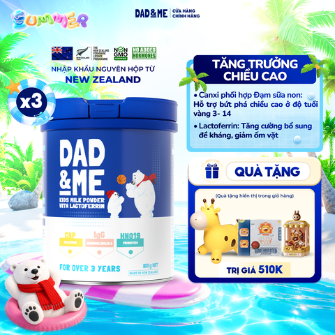 Combo 3 Hộp Sữa bột Dad and Me cho trẻ trên 3 tuổi (800g) - nhập khẩu New Zealand, phát triển toàn diện cho bé