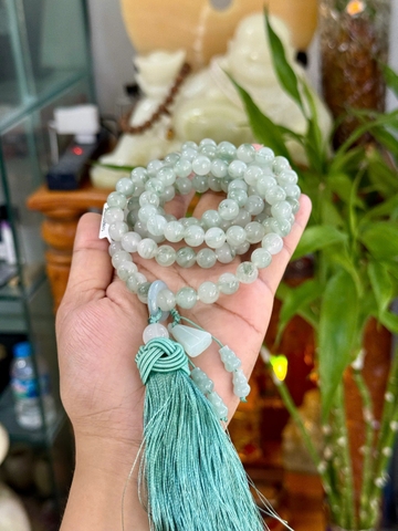 Chuỗi tràng Ngọc Thiên Sơn 8mm / 108 hạt mix charm ngọc - Kèm Kiểm định
